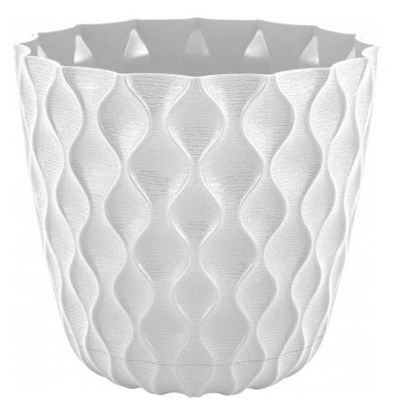 Горшок для цветов InGreen Wave с дренажной сеткой и съемным поддоном 0,65л,D115мм,белоснежный жасмин